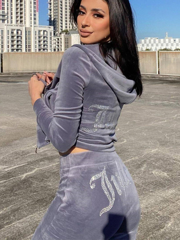 Women's casual diamond sportswear tracksuit two-piece suit - Image 16