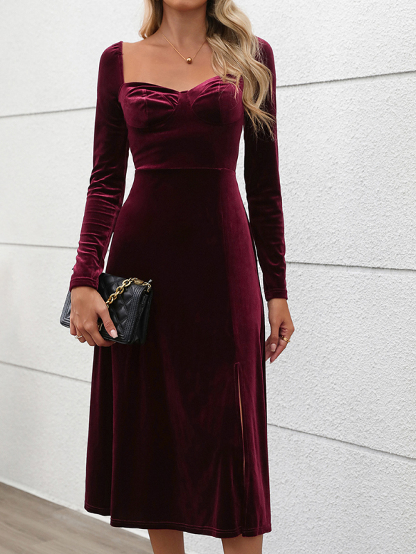 party velvet maxi slit dress - Image 2