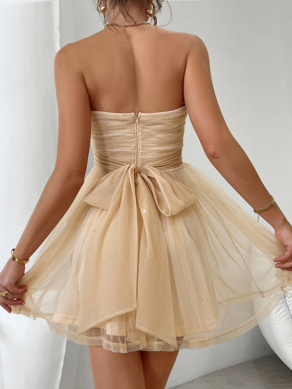 Strapless mesh evening gown short dress - Image 12