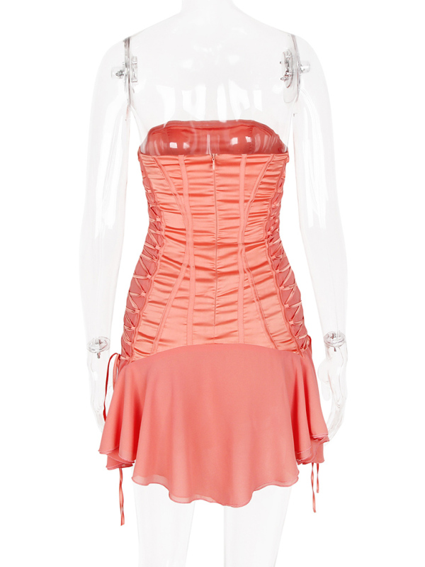 Strapless halter back chiffon stitching sexy dress - Image 8