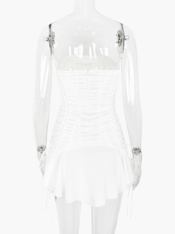 Strapless halter back chiffon stitching sexy dress - Image 5