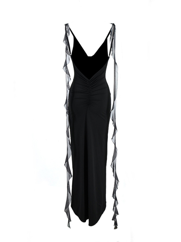Hot girl's new sexy dress V-neck backless slim shoulder fishtail evening dress - Image 8