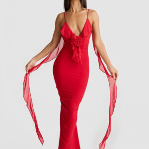 Hot girl's new sexy dress V-neck backless slim shoulder fishtail evening dress
