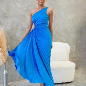 Women's Elegant Pleated Dress One Shoulder Waist Hollow Dress