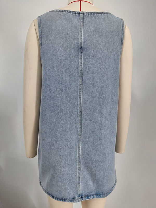 Washed Denim Overall Suspender Dress - Image 4