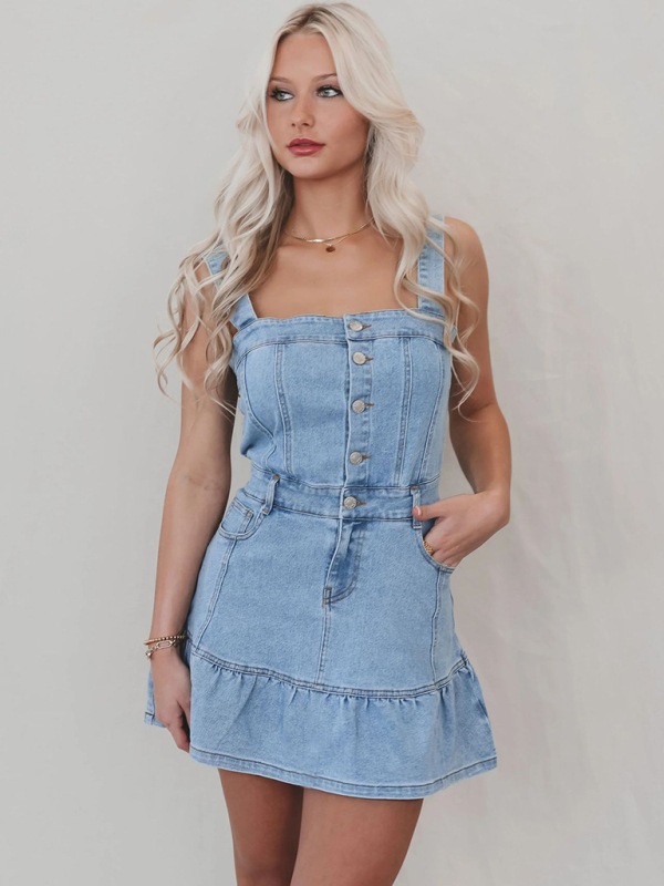 Suspender Denim Dress - Image 3