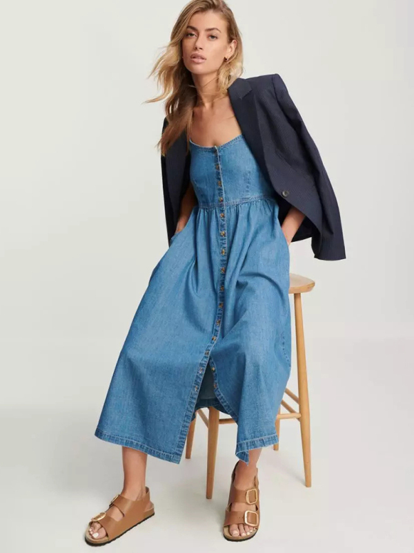 Denim Suspender Dress for Women - Image 4