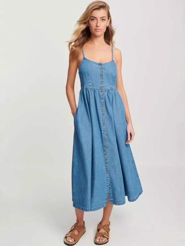 Denim Suspender Dress for Women