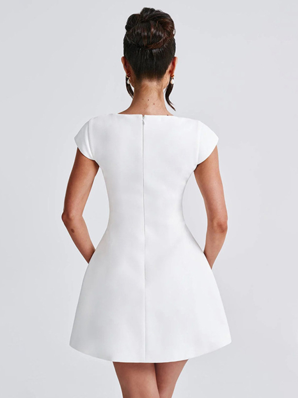 Short Sleeve Square Neck Vest A-Line Dress - Image 8