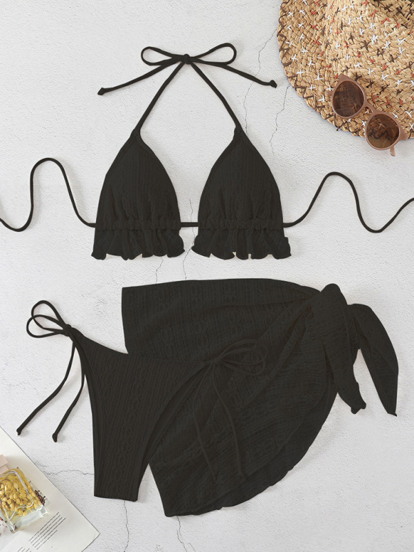 sexy lace up hot springs swimsuit three-piece set - Image 8