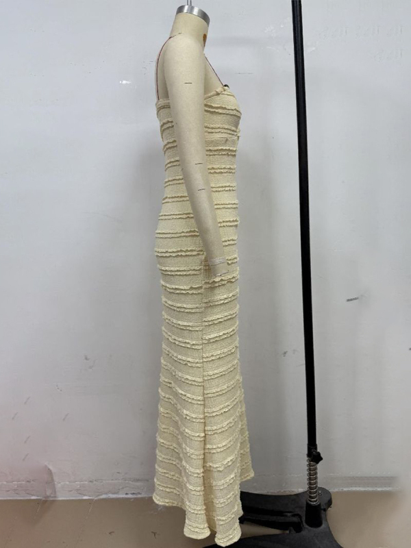 Sexy slim-fit tube top hip-hugging light yellow dress - Image 4