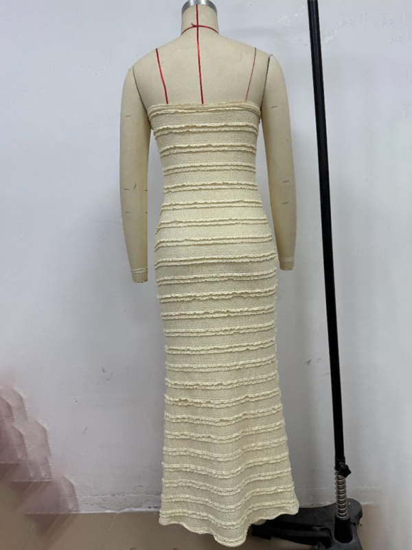 Sexy slim-fit tube top hip-hugging light yellow dress - Image 2