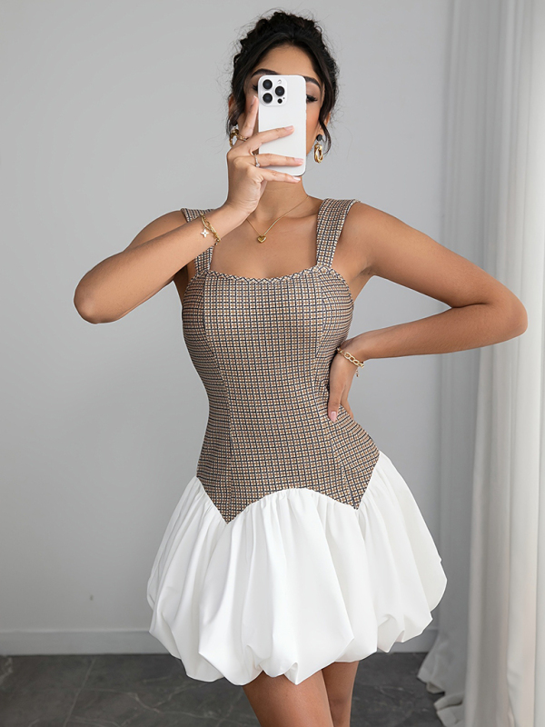 Houndstooth stretch sliming short jumper dress - Image 3