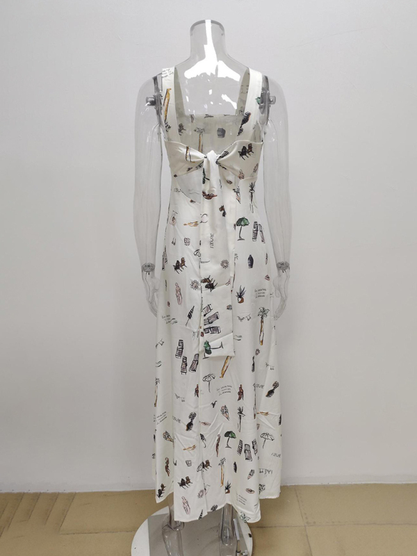 Women's Sleeveless Lace-up Suspender Sexy Print Dress - Image 3