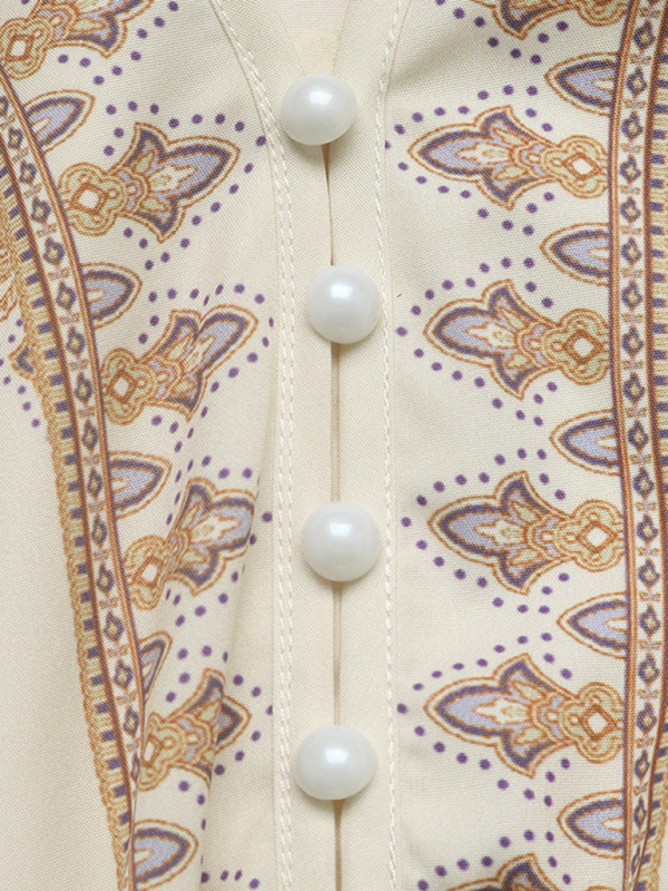 Elegant ethnic retro style V-neck paisley print dress - Image 2