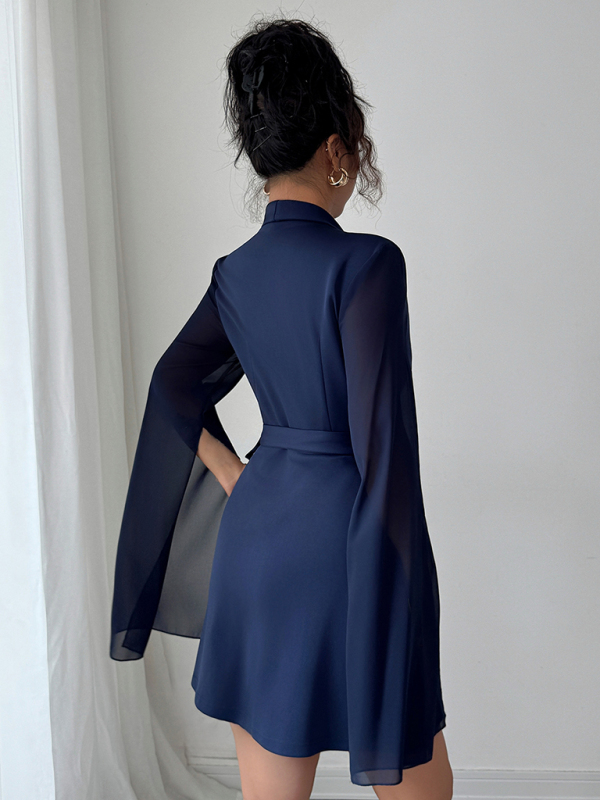 Elegant long-sleeved tie dress - Image 3