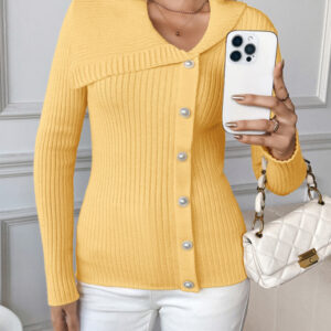 Pearl embellished V-neck slim-fit sweater