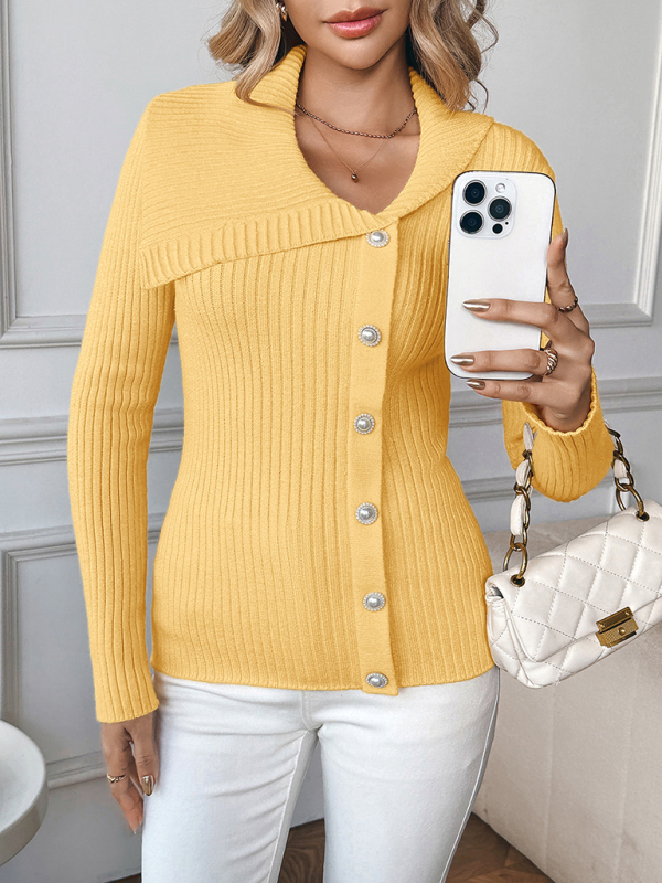 Pearl embellished V-neck slim-fit sweater