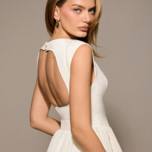 Backless round neck  midi dress