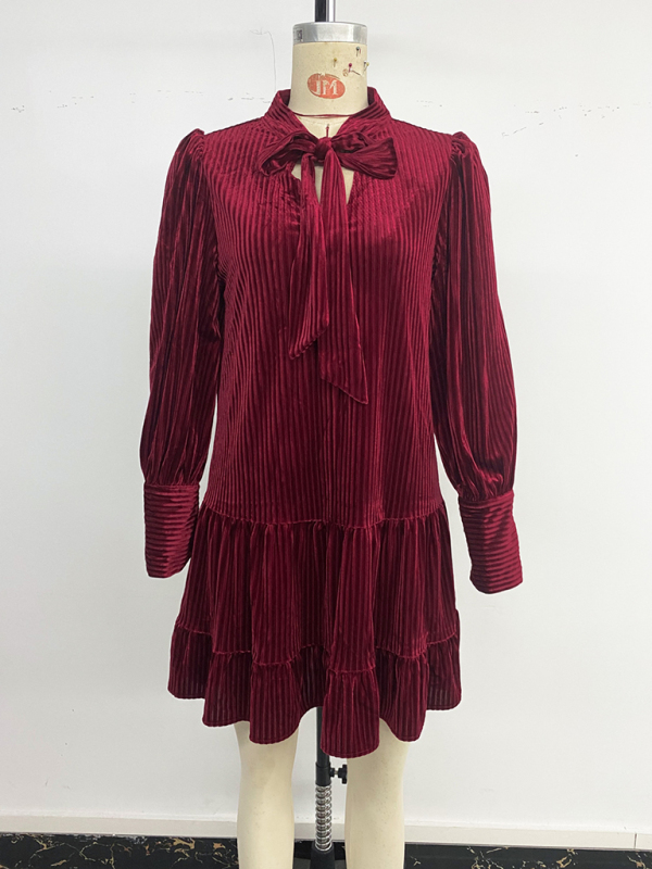 Velvet dress banquet evening elegant short skirt - Image 3