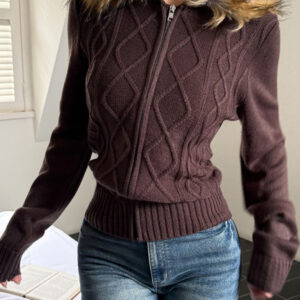 Casual simple style hooded sweater