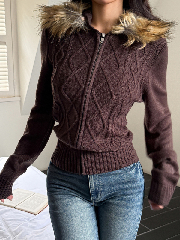 Casual simple style hooded sweater