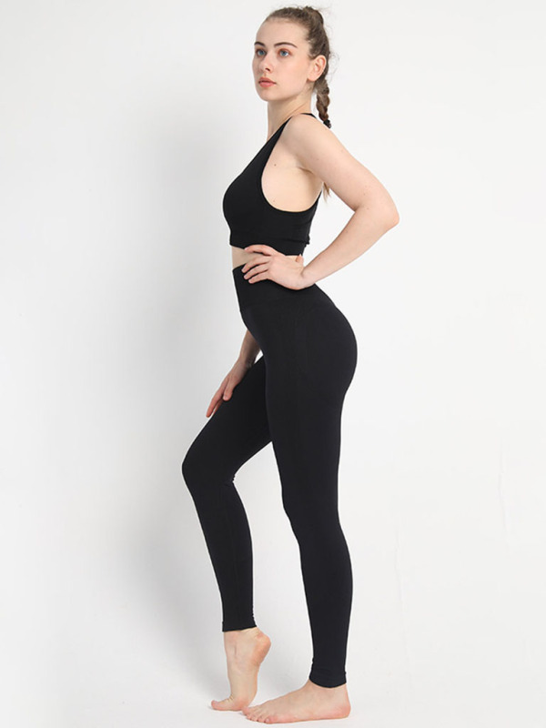 Two-piece Peach Hip Trousers Racerback Bra Vest Sports Suit - Image 9