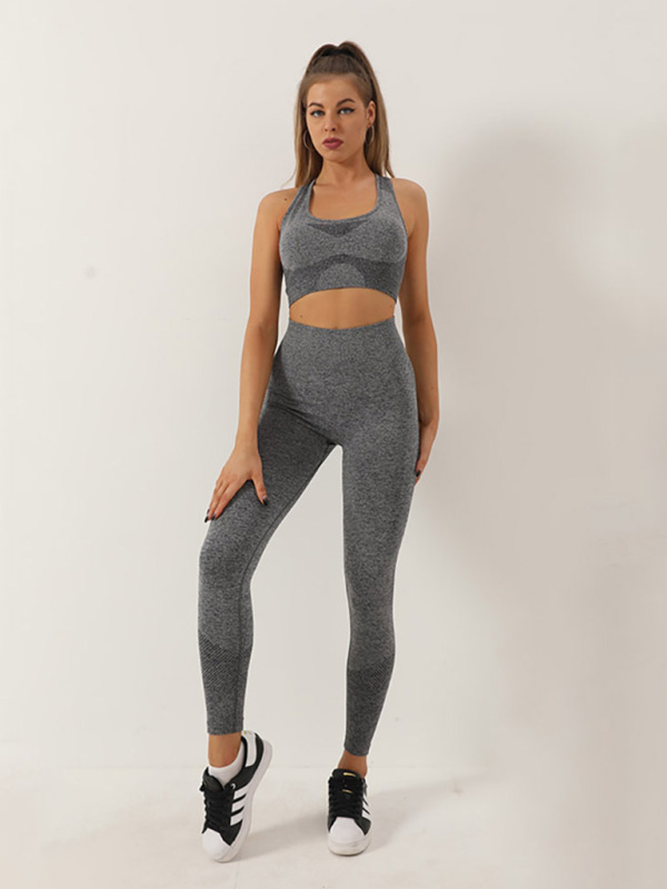 Two-piece Peach Hip Trousers Racerback Bra Vest Sports Suit - Image 3