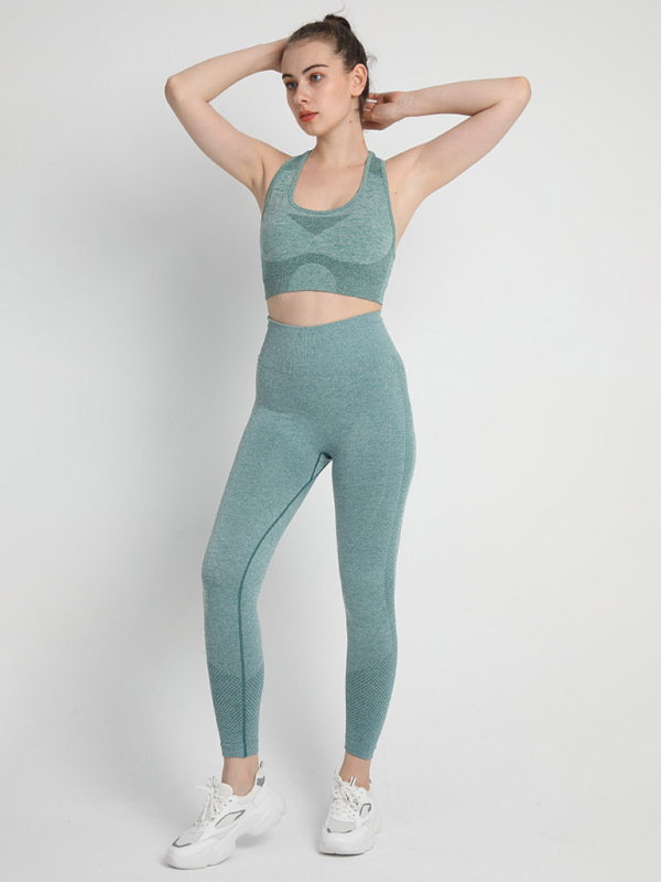Two-piece Peach Hip Trousers Racerback Bra Vest Sports Suit