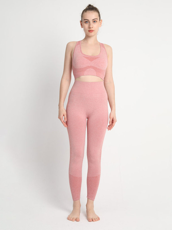Two-piece Peach Hip Trousers Racerback Bra Vest Sports Suit - Image 2
