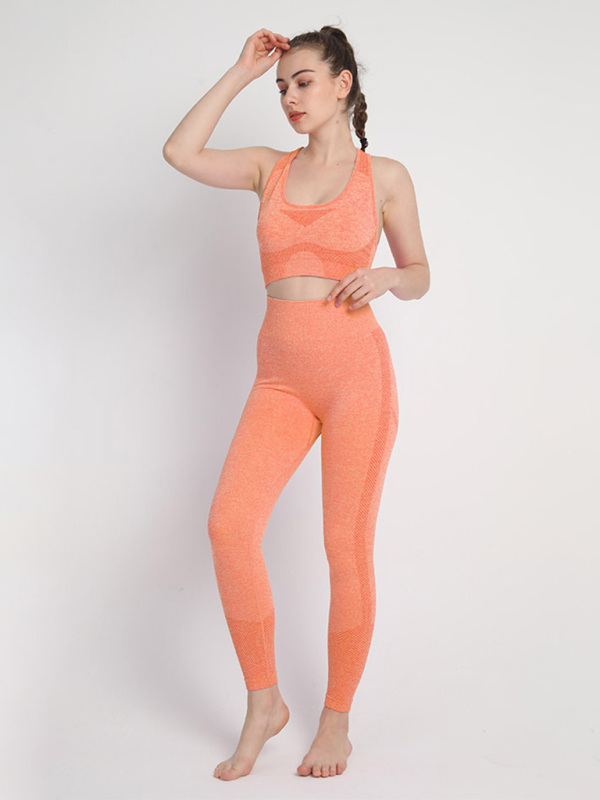Two-piece Peach Hip Trousers Racerback Bra Vest Sports Suit - Image 5