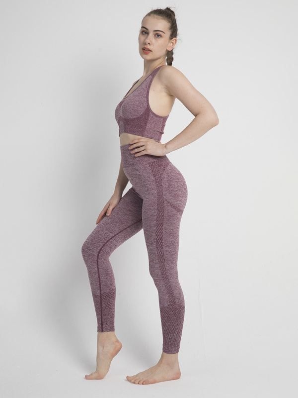 Two-piece Peach Hip Trousers Racerback Bra Vest Sports Suit - Image 4