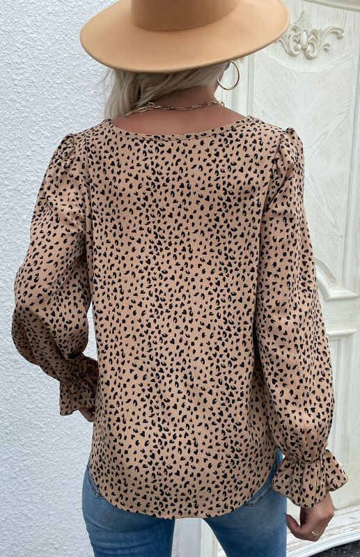 Women's Round Neck Pullover Bottoming Leopard Print Shirt - Image 2