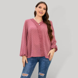 Large size long-sleeved chiffon shirt