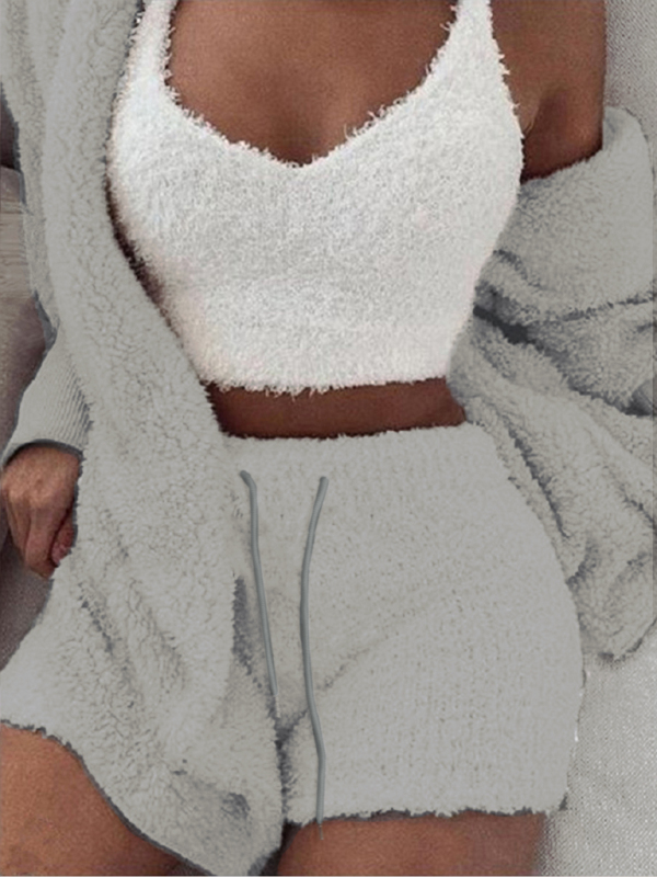 Casual 3-piece Pajamas & Vest Shorts Set - Image 6