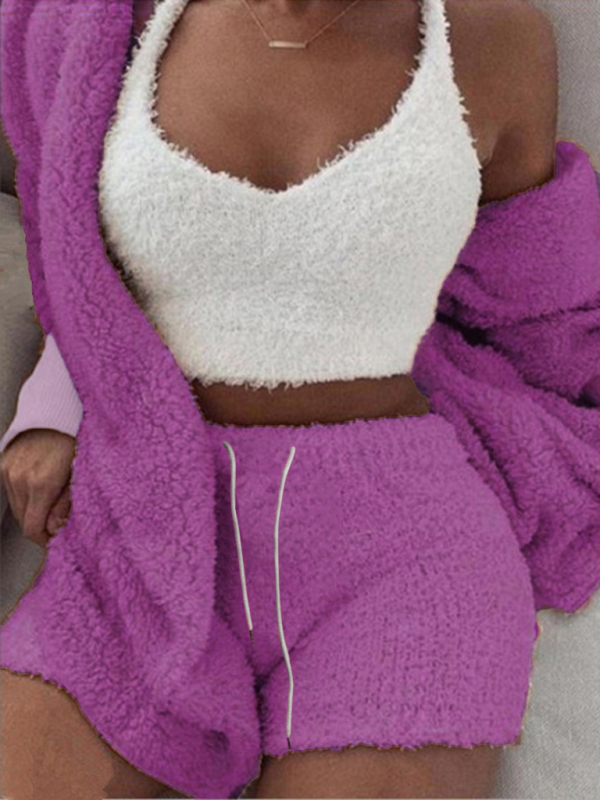 Casual 3-piece Pajamas & Vest Shorts Set - Image 2