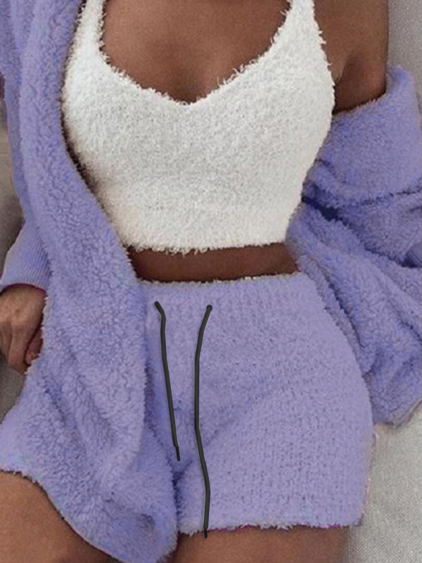 Casual 3-piece Pajamas & Vest Shorts Set - Image 4