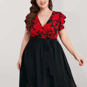 Plus Size Women's V Neck Loose Dress