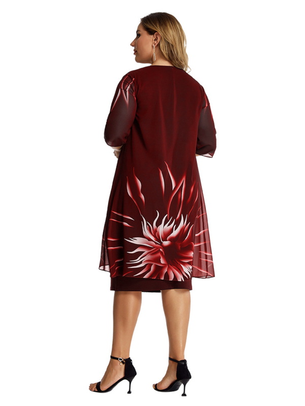 Plus size elegant knitted lace cape dress - Image 4