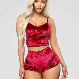 Velvet V-neck Underwear Two-Piece Set
