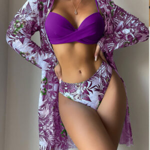 Three-piece Bikini Mesh Split Swimsuit