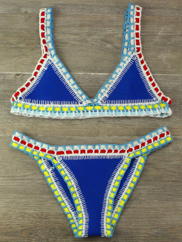 Hand Crocheted Bikini Knit Panel Swimsuit Set - Image 4