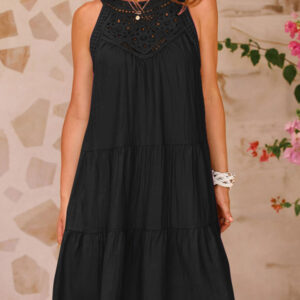 Hollow lace stitching halter neck