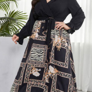 Plus size women's tie print dress