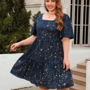 Hot stamping printed casual loose dress