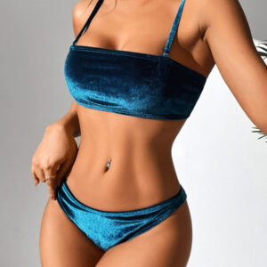 Split gold velvet high waist bikini