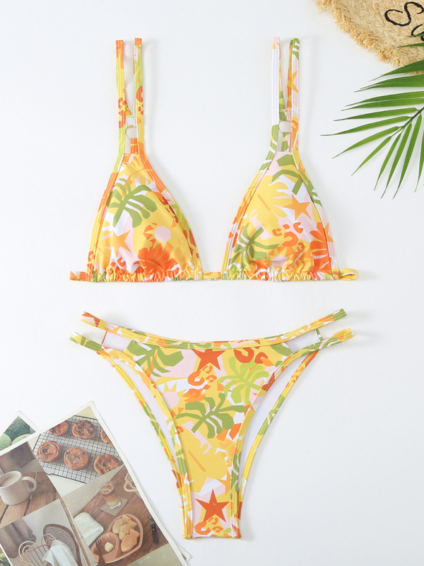 Bikini Floral Print Double Strap Swimsuit - Image 5