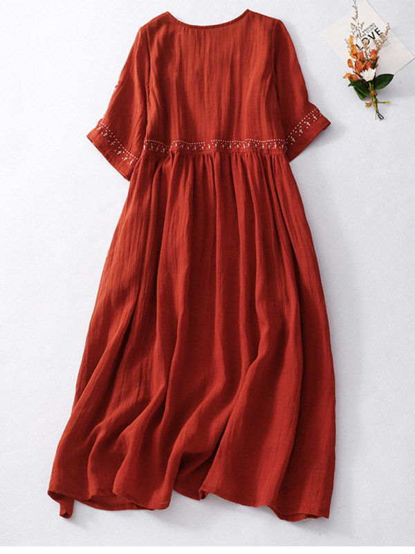 Retro casual loose embroidered long dress - Image 2