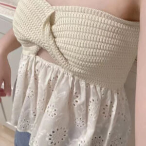 knitted embroidered stitching tube top
