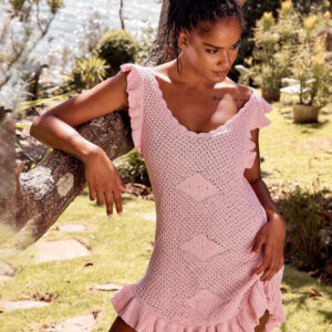 Mid-waist ruffle women's dress